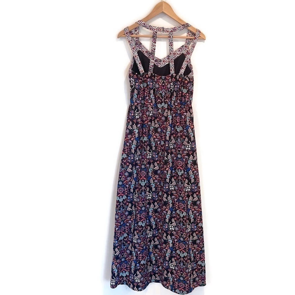 Boho Tropical Mixed Print Colorful Botanical & Floral Maxi Dress - Size M - Picture 2 of 11